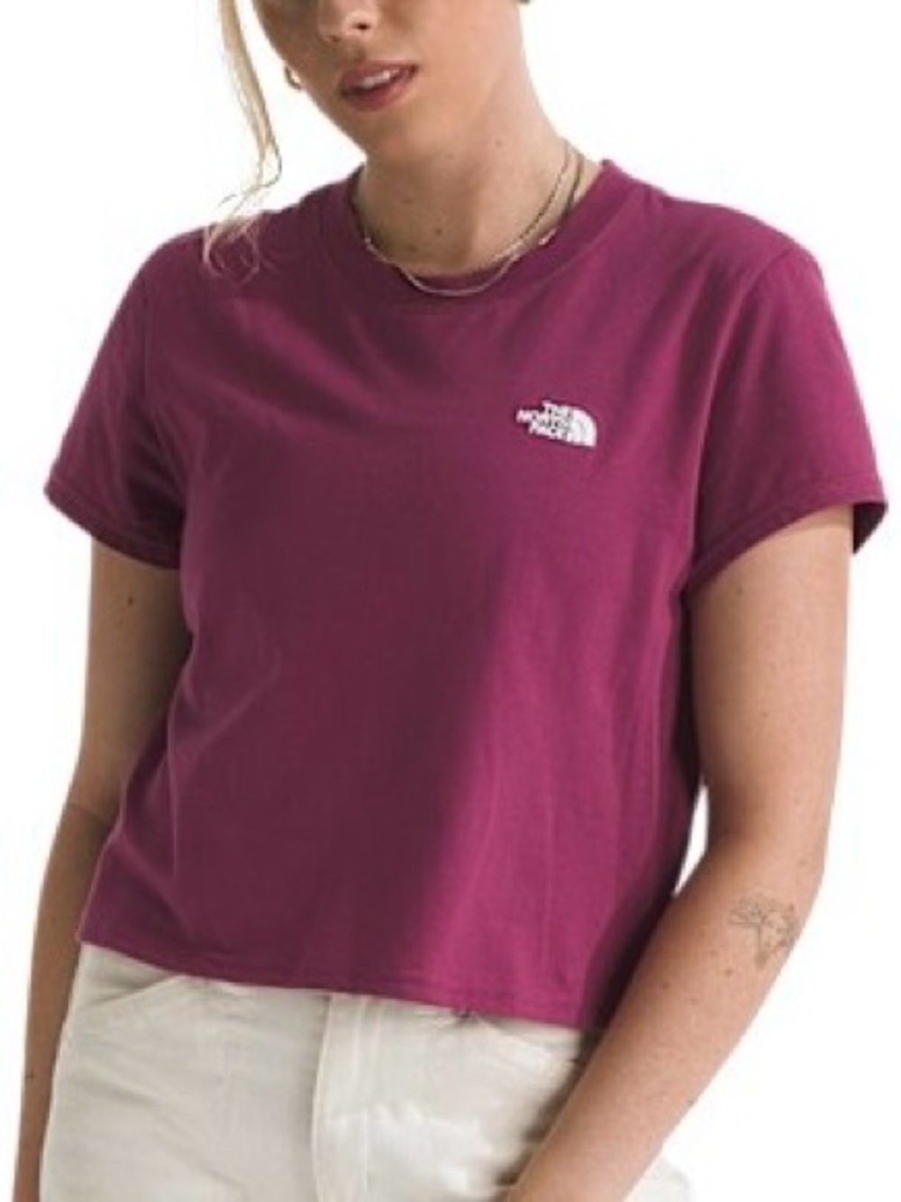The North Face Evolution Cropped Slim Fit Tee Cyber Berry